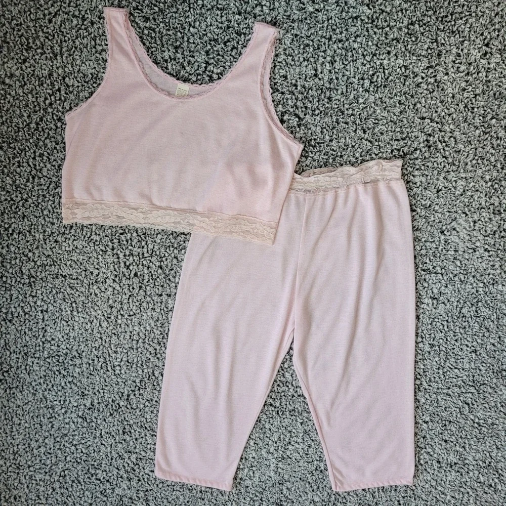 Vintage 90s baby pink pajama set fleece pastel coquette‎ cute girly feminine